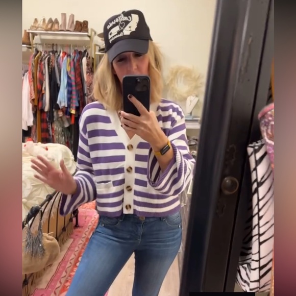 Striped Purple and White Sweater - Picture 6 of 14